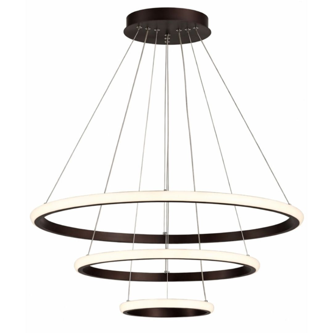 Lustre Pendente Circular Triplo em Led para Sala Jantar