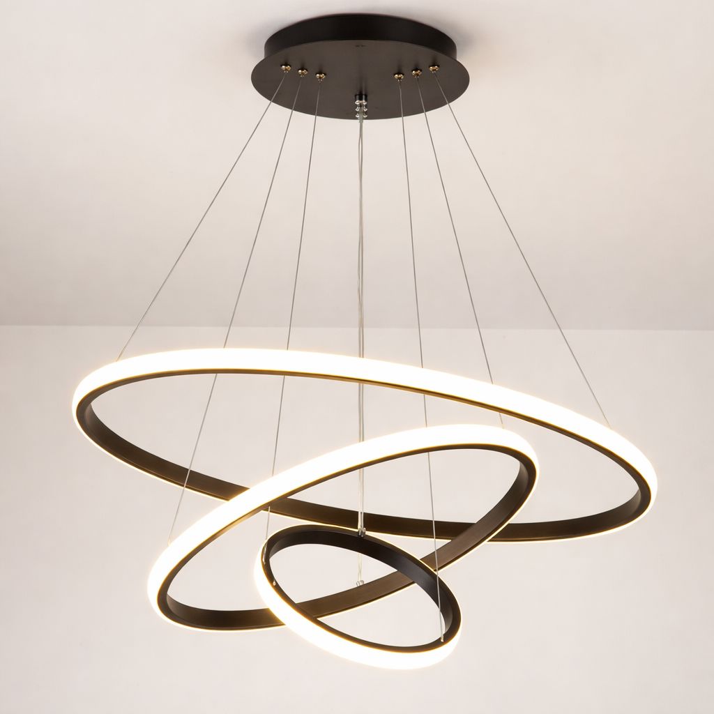 Lustre Pendente Circular Triplo em Led para Sala Jantar