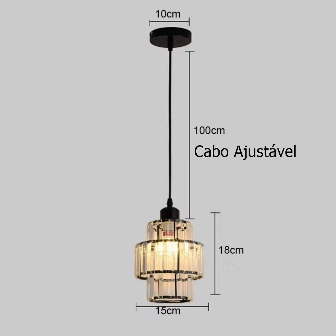 Lustre Pendente de Luxo Cristallo em Crystal K9