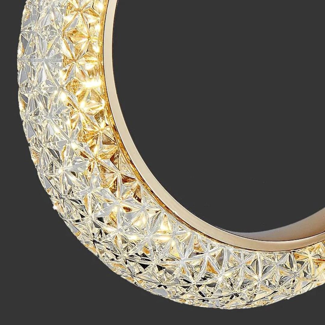 Lustre Pendente de Luxo Dourado Lua Cristal - Decors