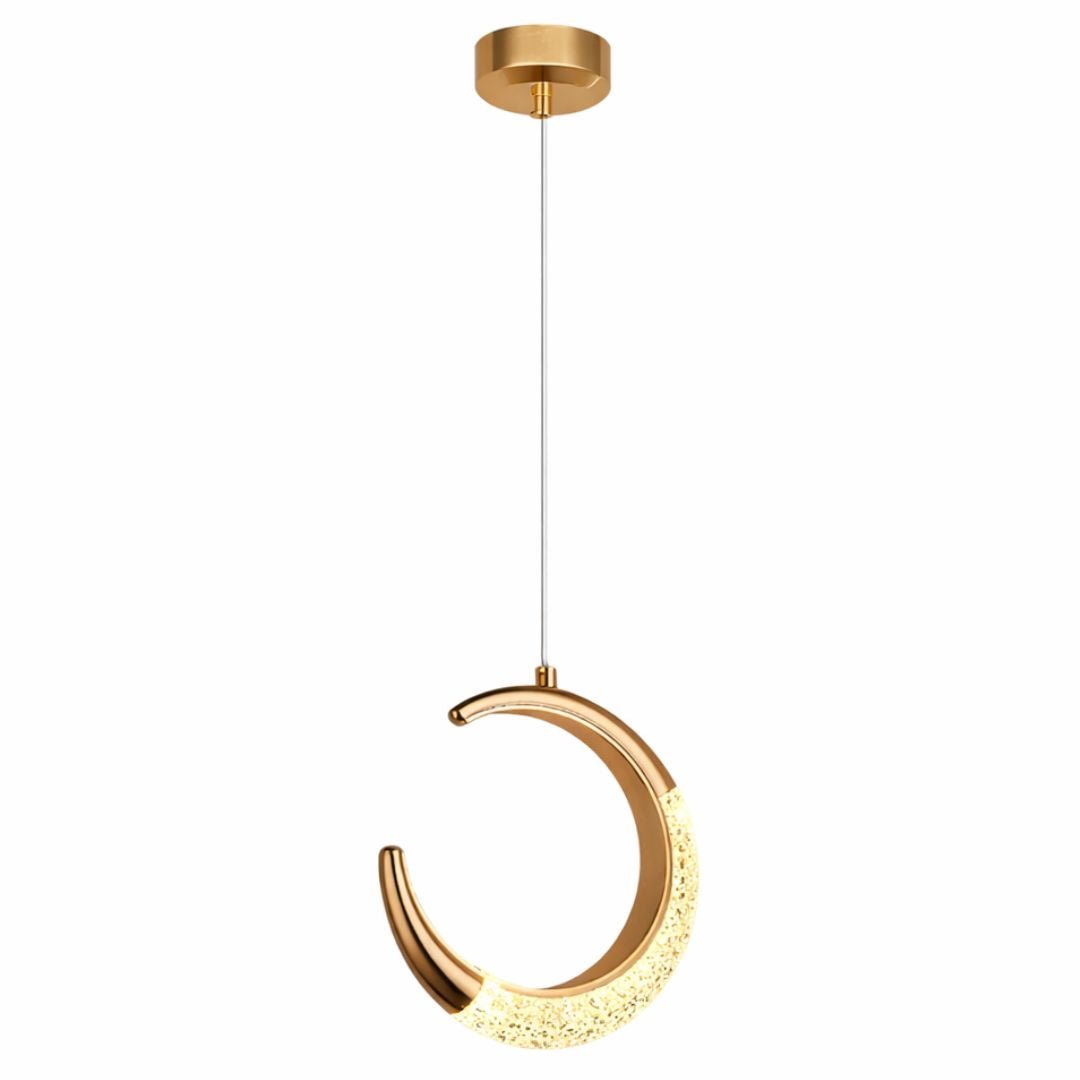 Lustre Pendente de Luxo Dourado Lua Cristal - Decors
