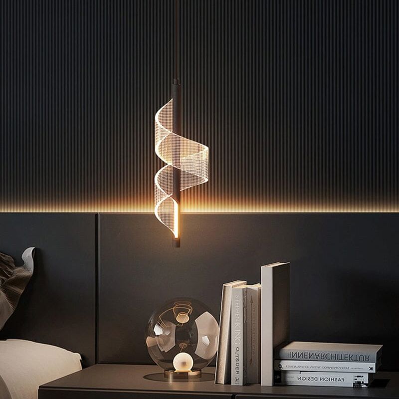 Lustre Pendente de Luxo em Espiral Acrílico