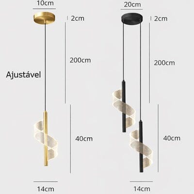 Lustre Pendente de Luxo em Espiral Acrílico