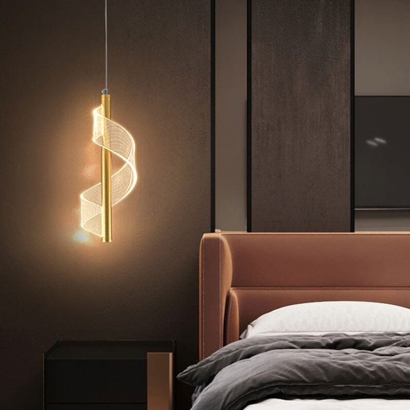Lustre Pendente de Luxo em Espiral Acrílico
