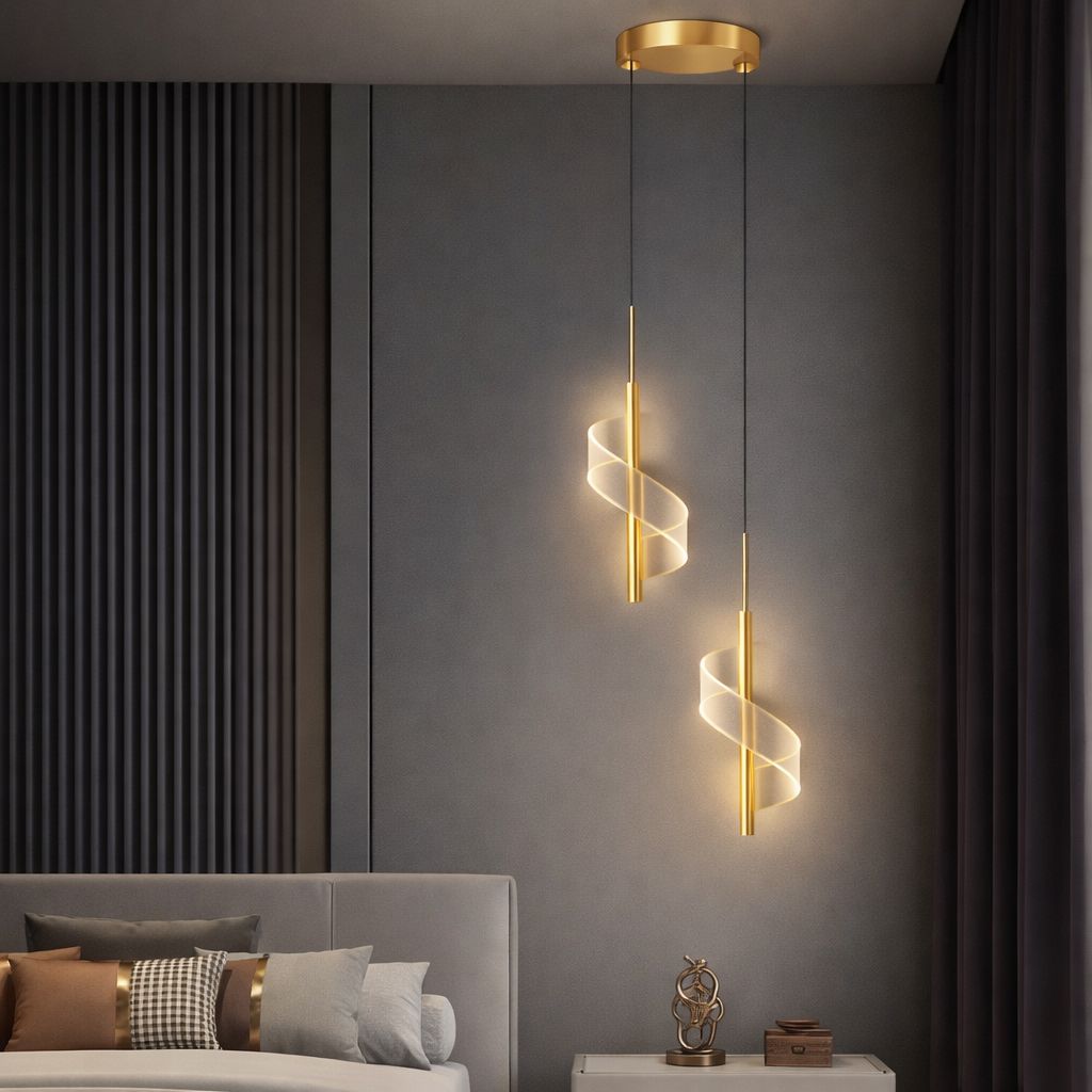 Lustre Pendente de Luxo em Espiral Acrílico