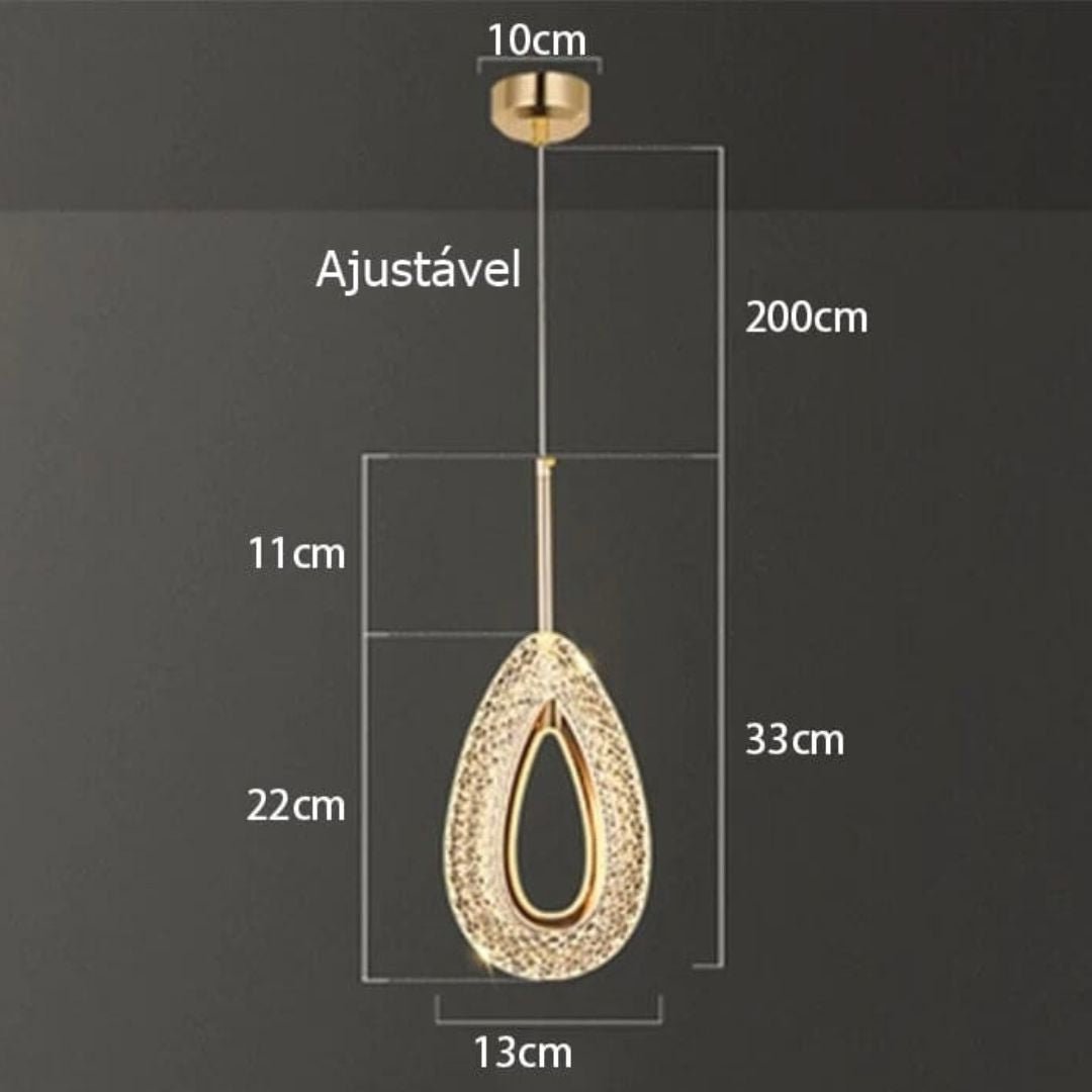 Lustre Pendente de Luxo em Gota Cristal - Decors