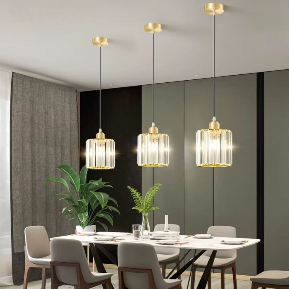 Lustre Pendente de Luxo Glossy em Crystal K9 (Kit 03 Peças)