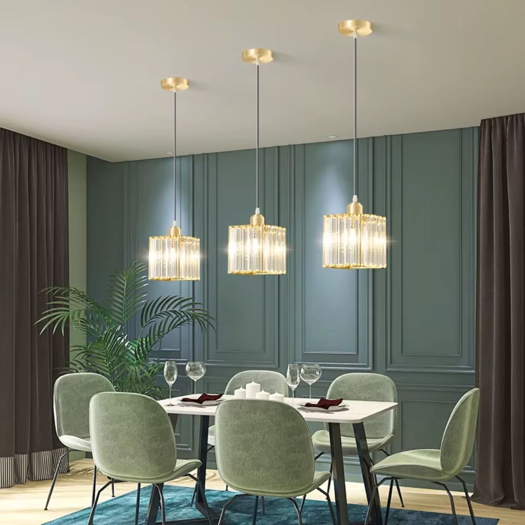 Lustre Pendente de Luxo Glossy em Crystal K9 (Kit 03 Peças)