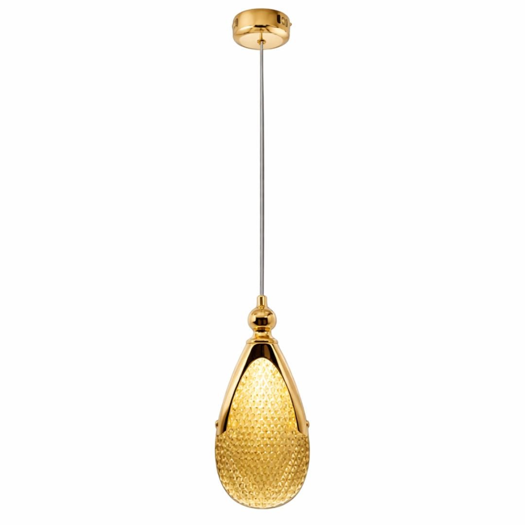 Lustre Pendente de Luxo Gota Dourado 3 Tons - Decors