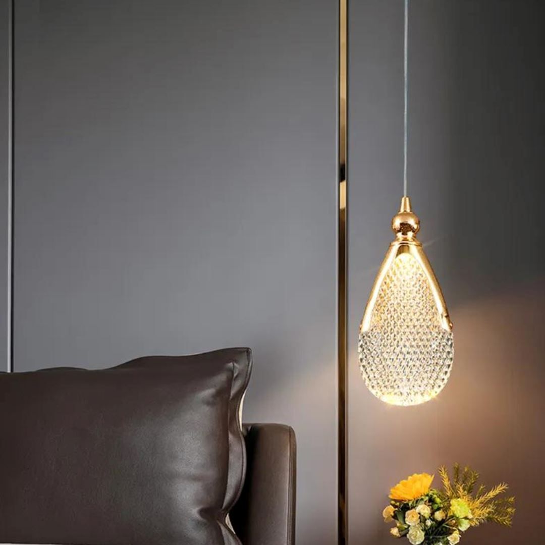 Lustre Pendente de Luxo Gota Dourado 3 Tons - Decors