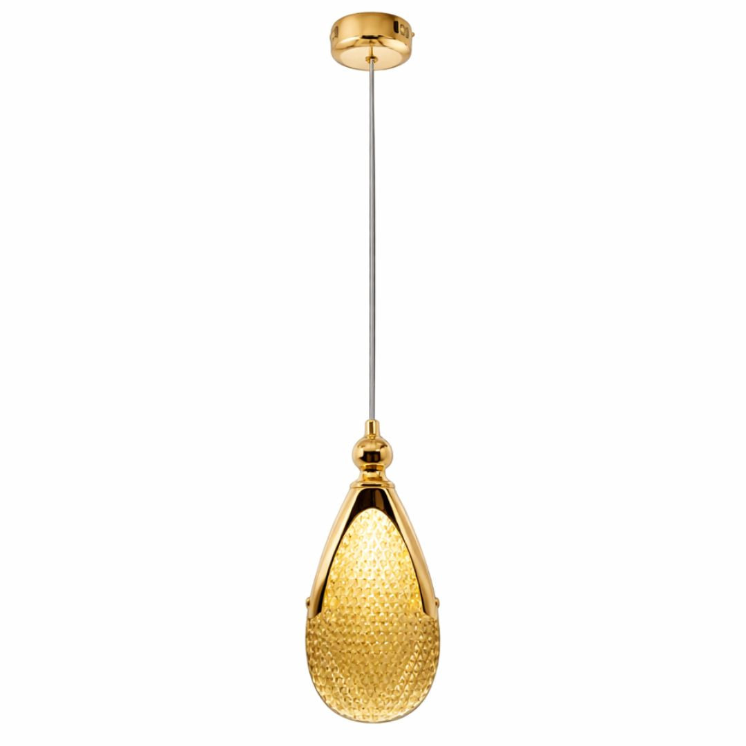 Lustre Pendente de Luxo Gota Dourado 3 Tons