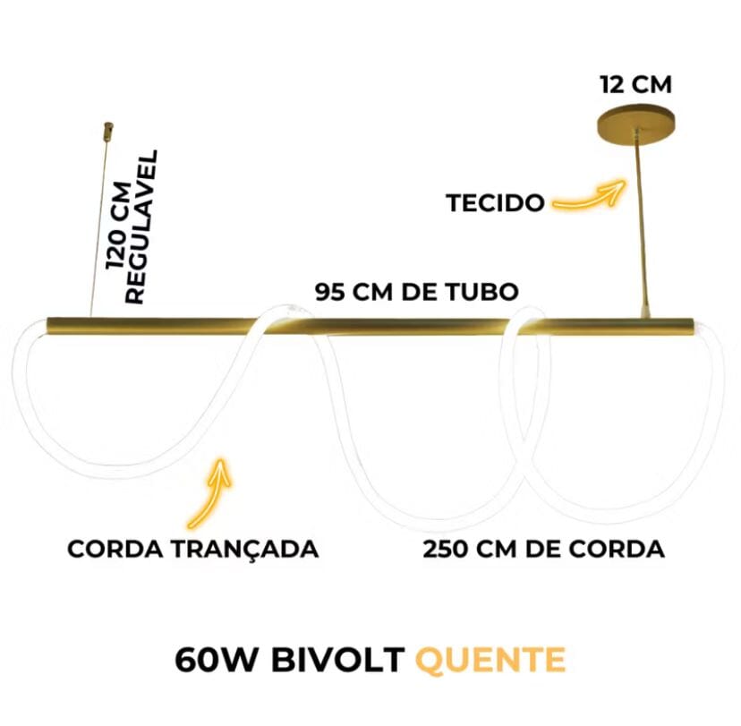 Lustre Pendente de Luxo Irregular Gênius em Led