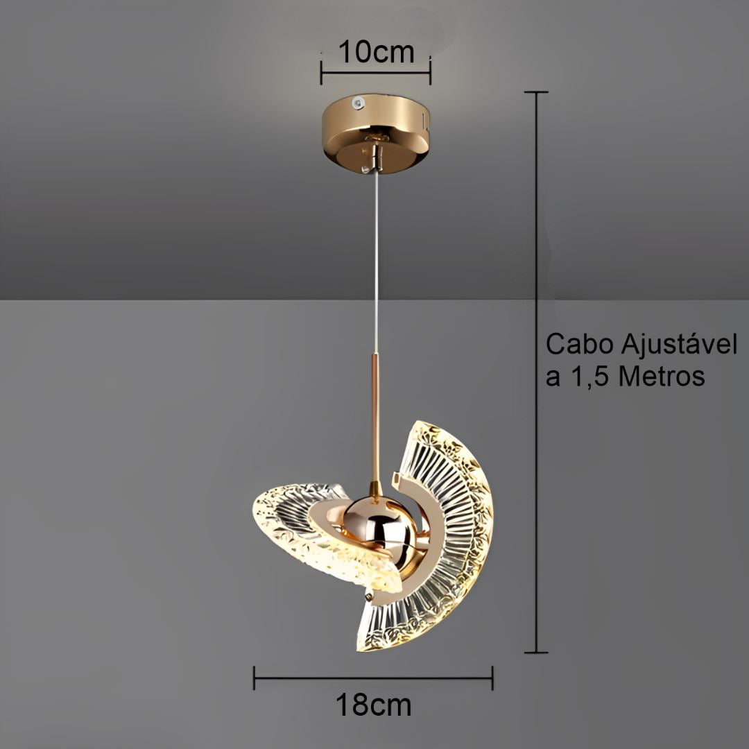 Lustre Pendente de Luxo Orbit Crystals 4 em 1