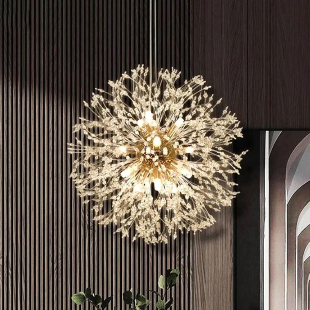 Lustre Pendente Luxuoso Dente de Leão em Led 50cm