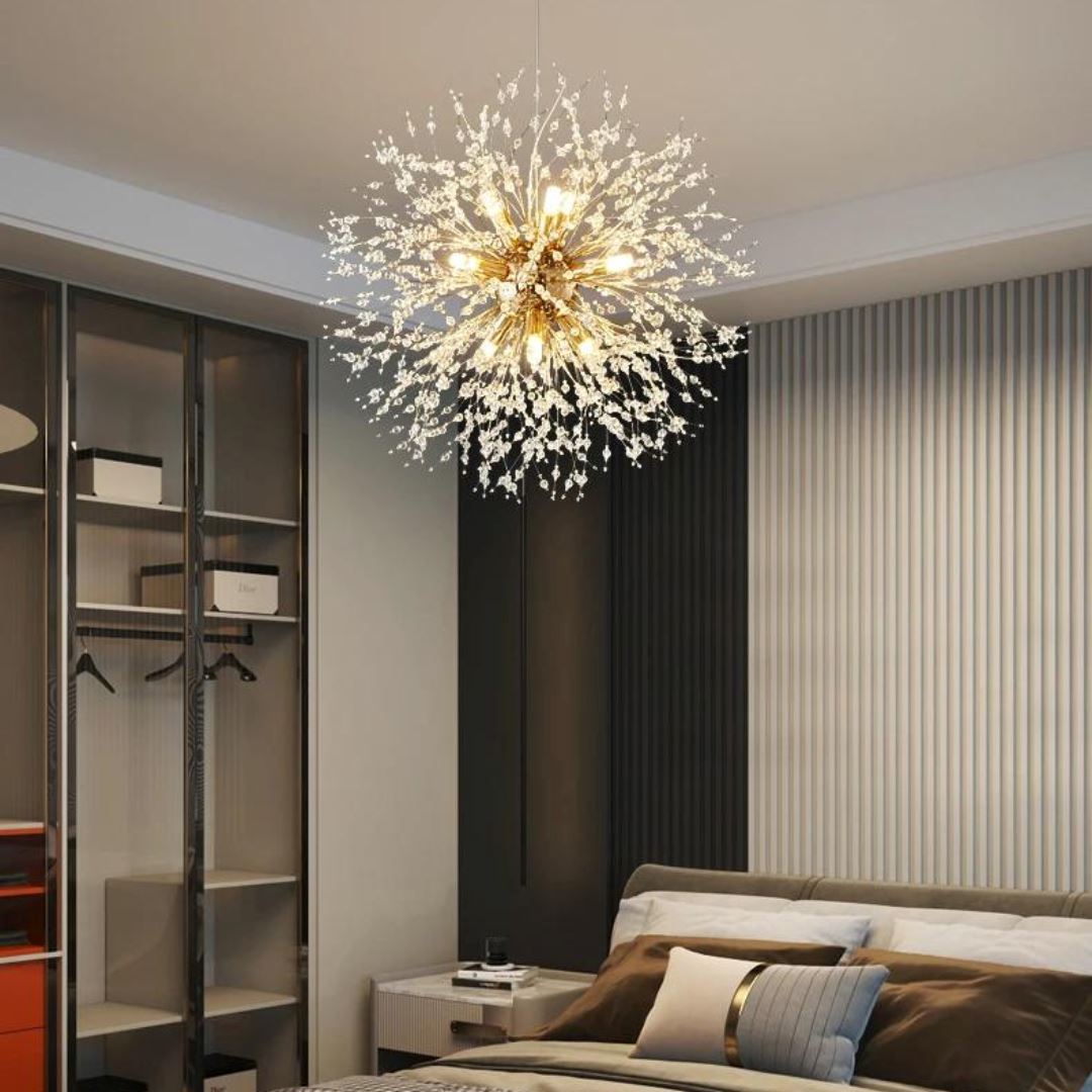 Lustre Pendente Luxuoso Dente de Leão em Led 50cm
