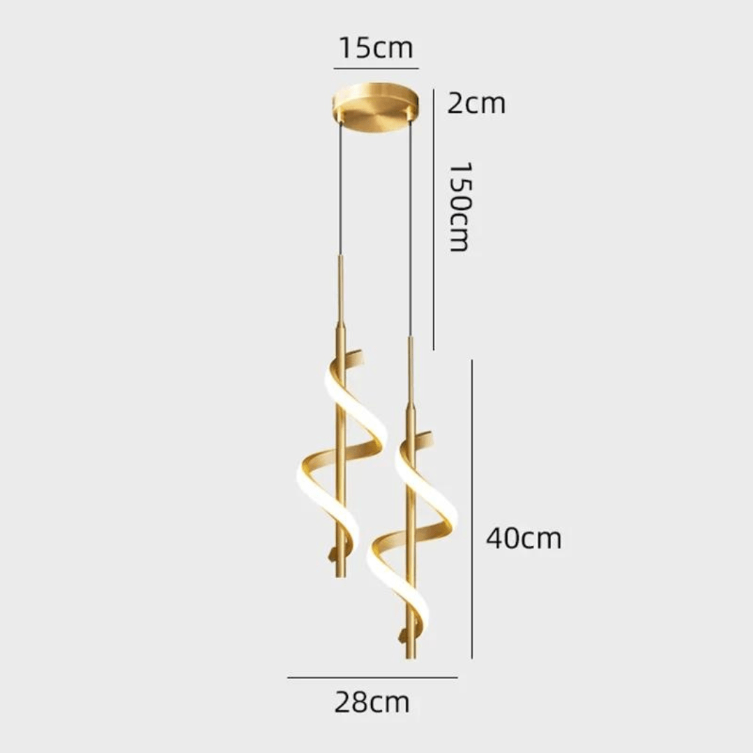 Lustre Pendente Duplo em Espiral Dourado de Led - Decors