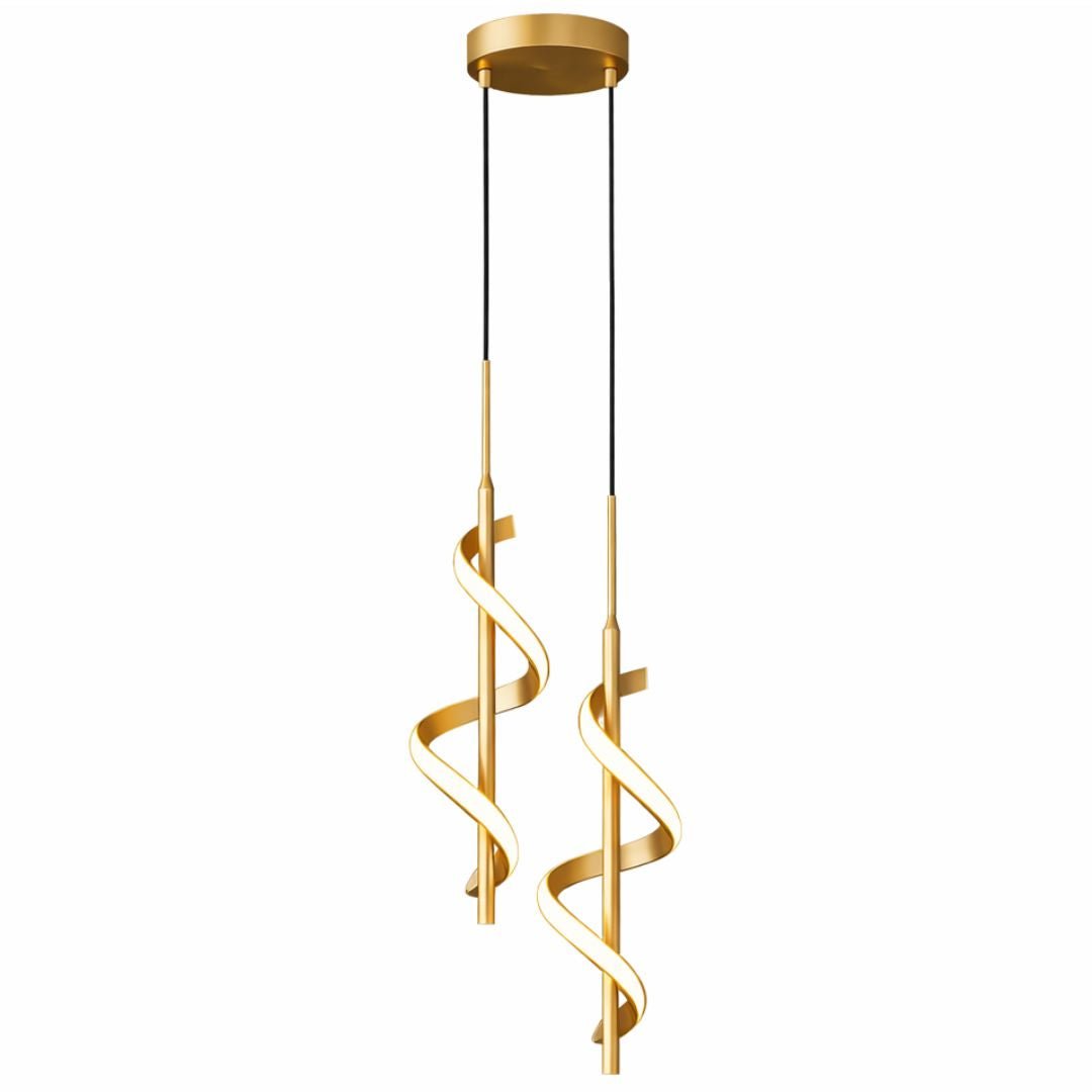 Lustre Pendente Duplo em Espiral Dourado de Led - Decors