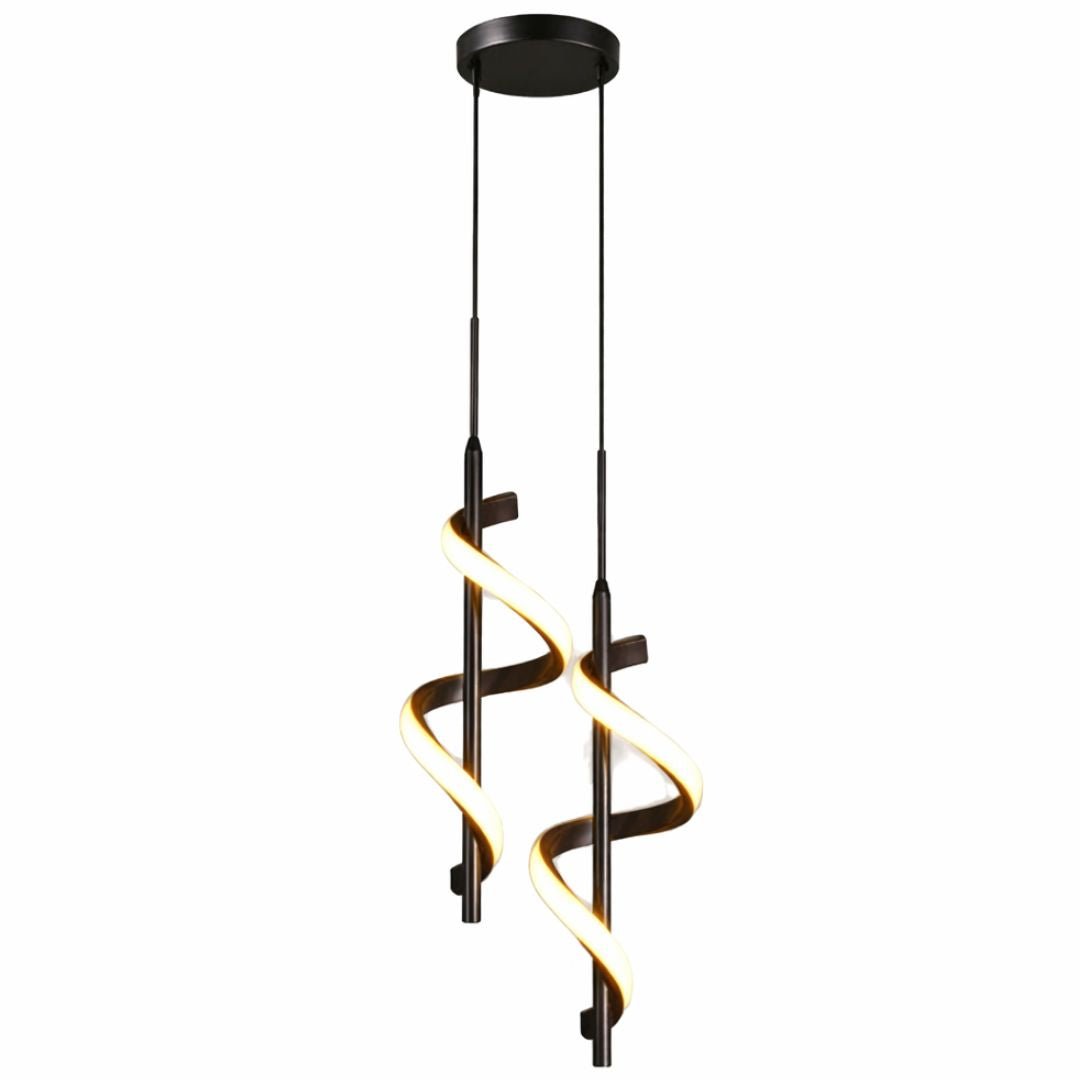 Lustre Pendente Duplo em Espiral Preto de Led - Decors