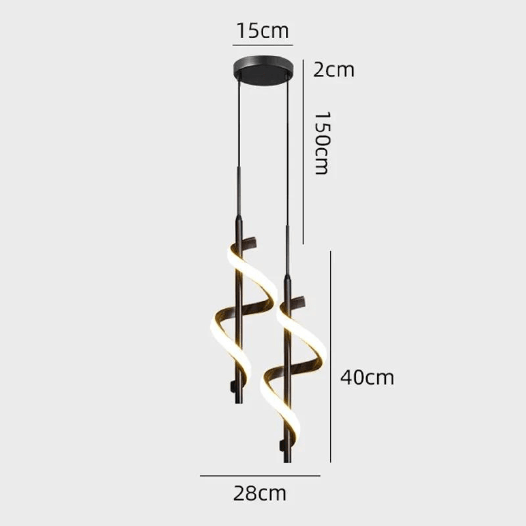Lustre Pendente Duplo em Espiral Preto de Led - Decors