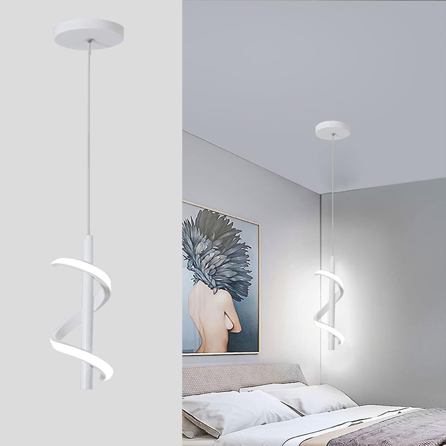 Lustre Pendente em Espiral Branco de Led - Decors