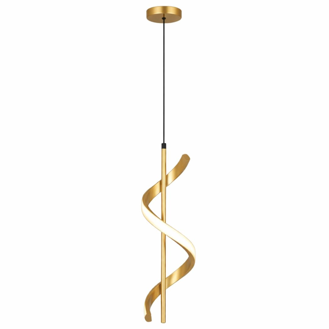 Lustre Pendente em Espiral Dourado de Led