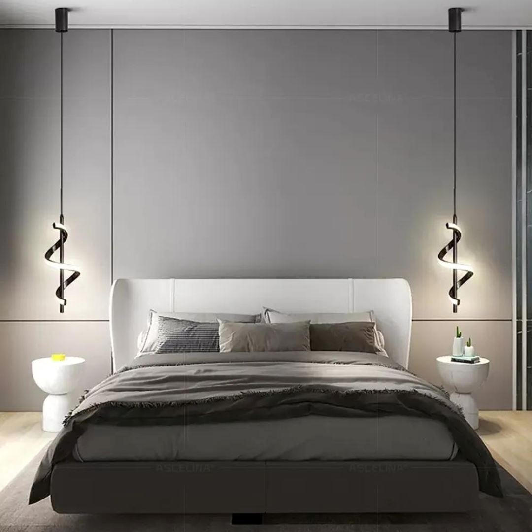 Lustre Pendente em Espiral Preto de Led - Decors