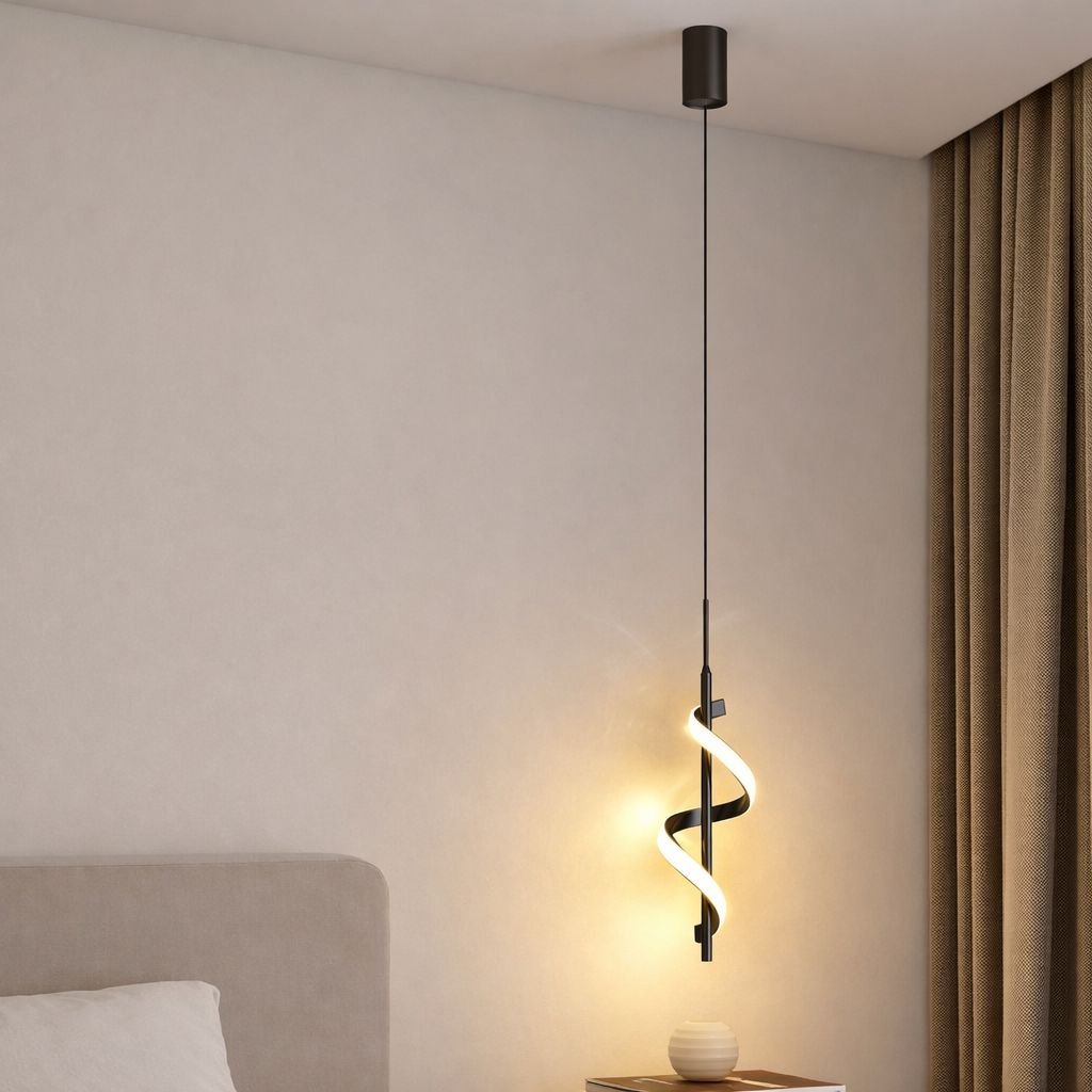 Lustre Pendente em Espiral Preto de Led - Decors