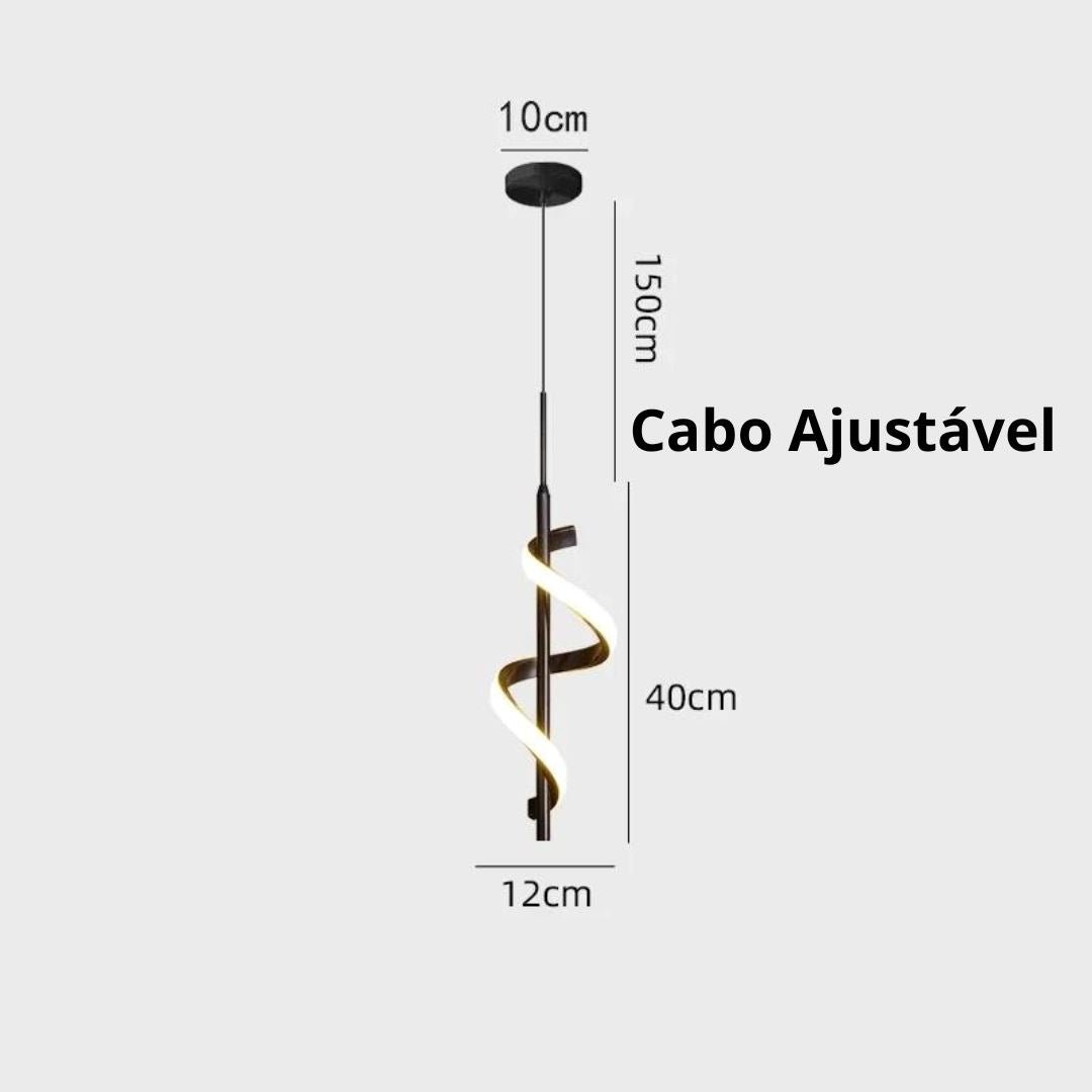 Lustre Pendente em Espiral Preto de Led - Decors