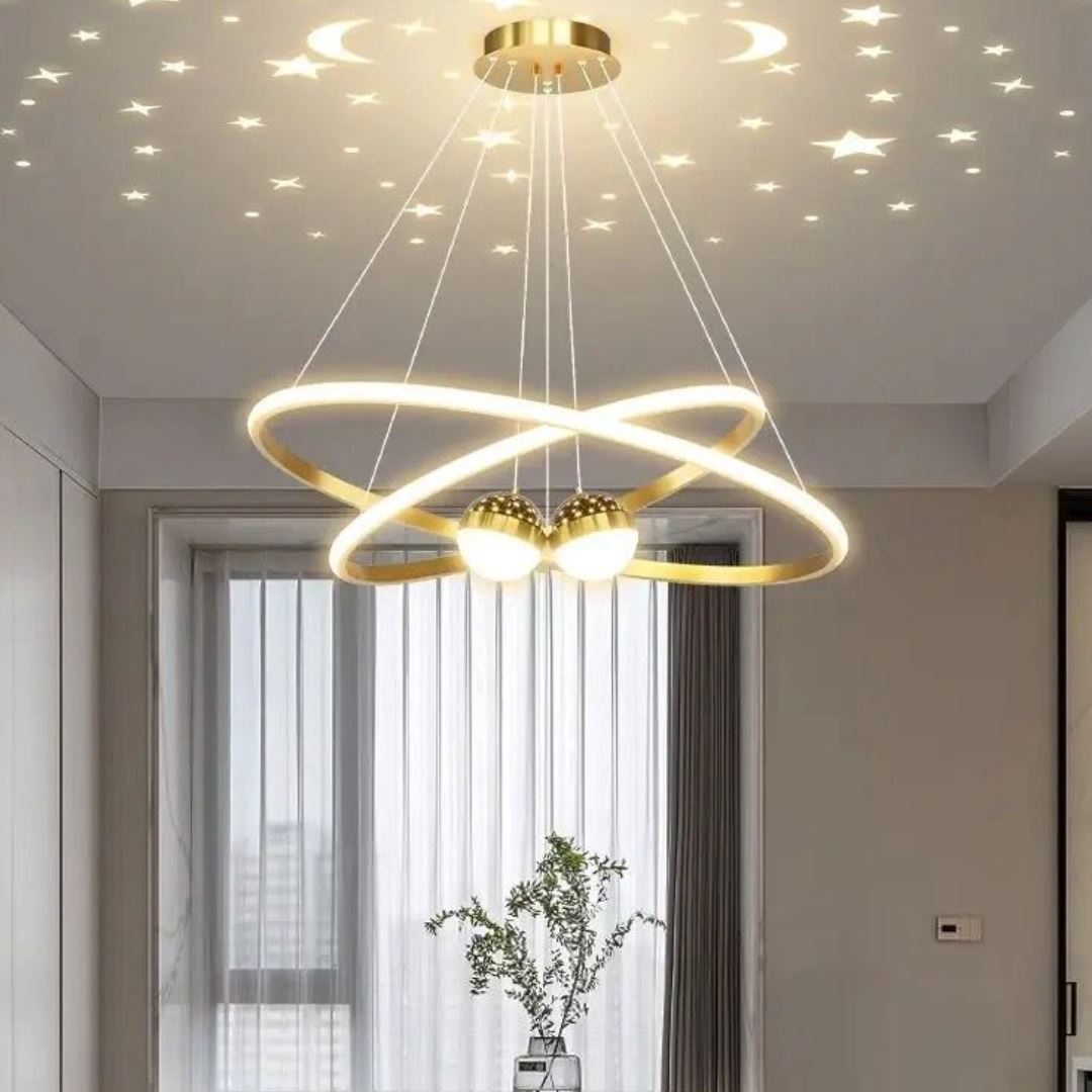 Lustre Pendente Luxuoso Circular Duplo em Led - Decors