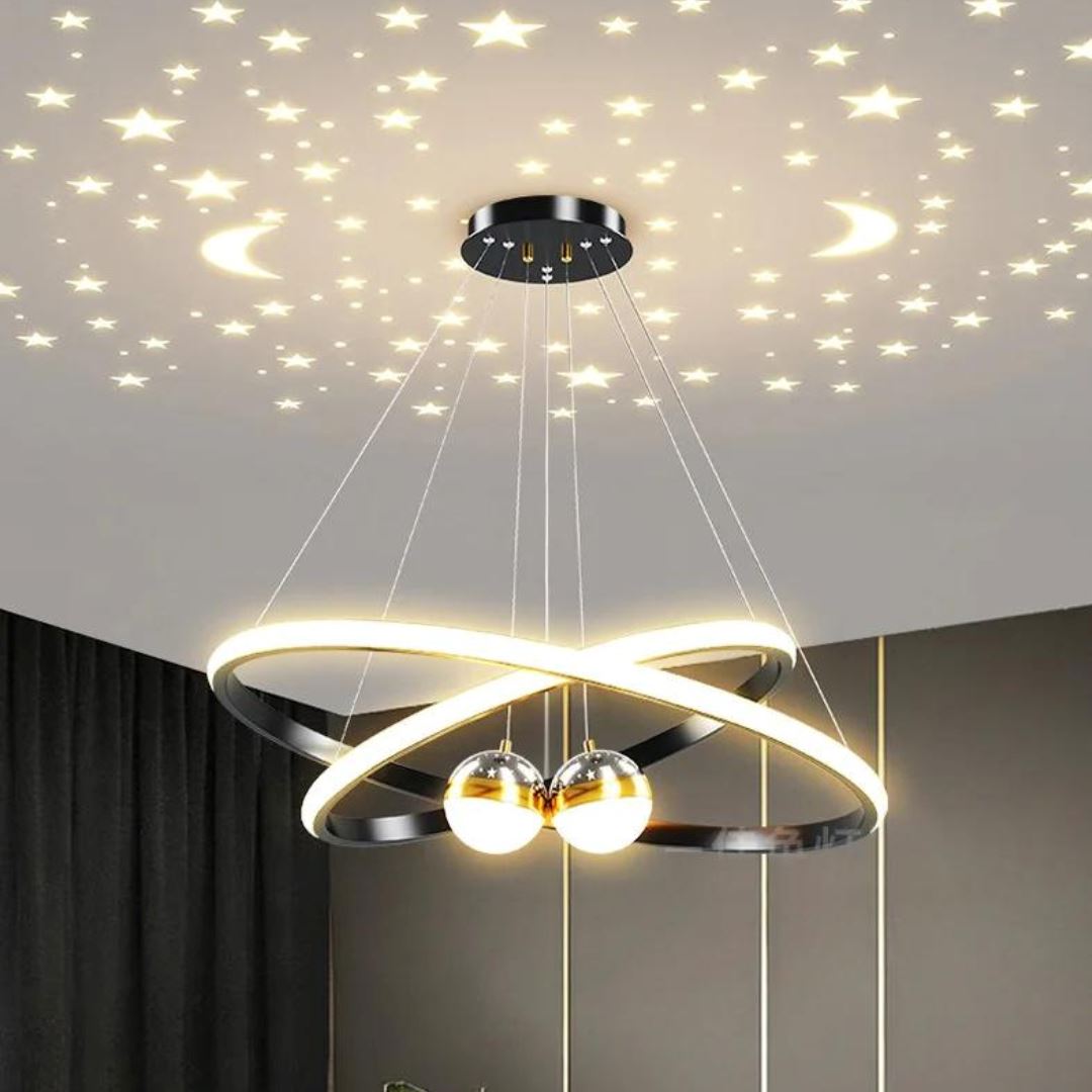 Lustre Pendente Luxuoso Circular Duplo em Led - Decors