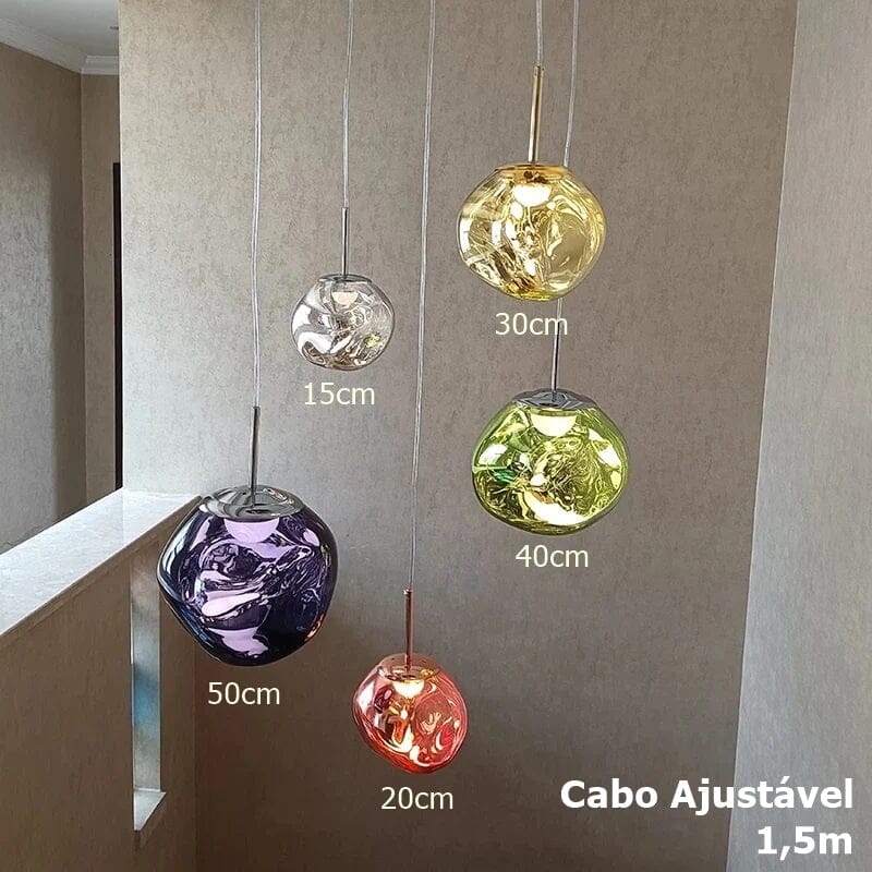 Kit 03 Peças Lustre Pendente Luxuoso Lava Macaron Nórdico