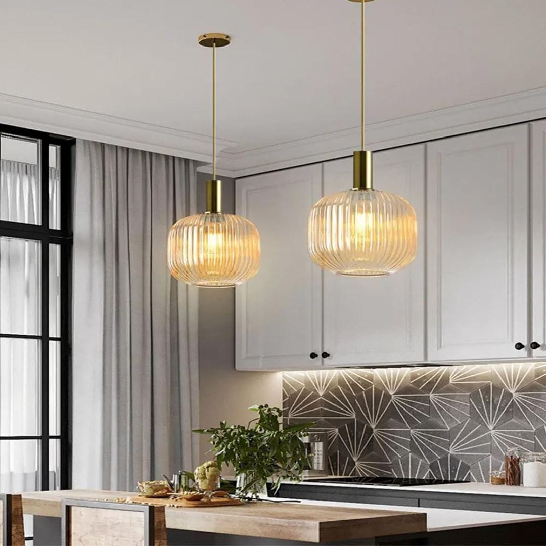Lustre Pendente Luxuoso Retrô Glass Âmbar