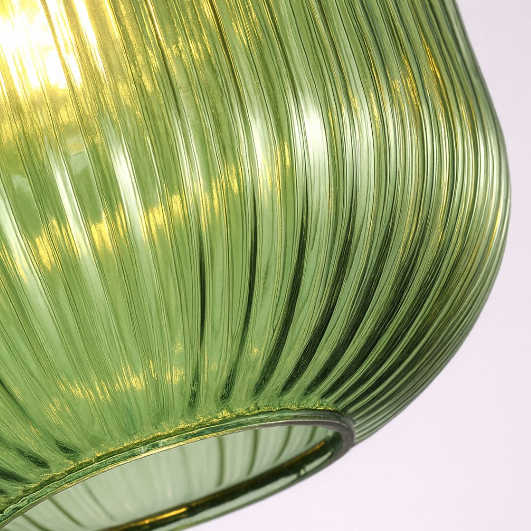 Kit 03 Peças Lustre Pendente Luxuoso Retrô Glass Green