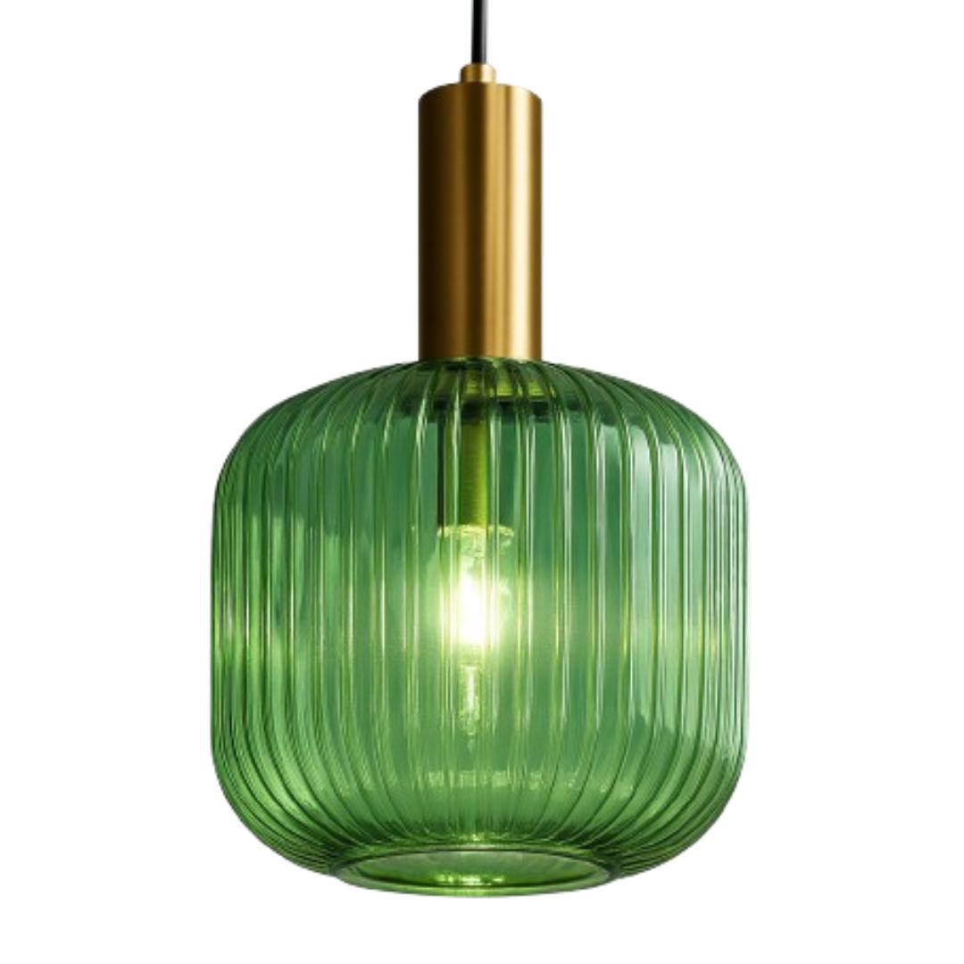 Kit 03 Peças Lustre Pendente Luxuoso Retrô Glass Green