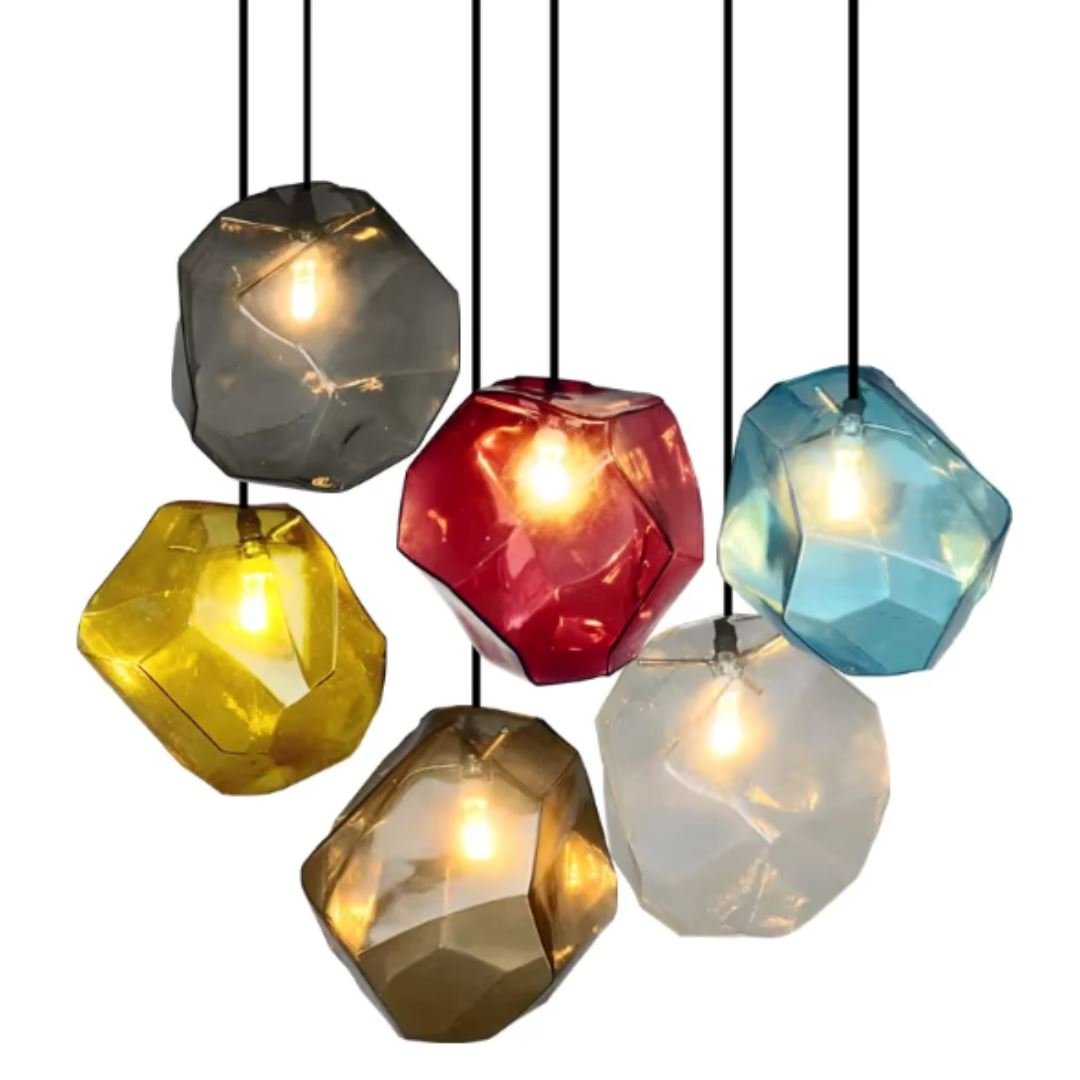 Lustre Pendente Vintage Stone Glass Colors 18cm - Decors