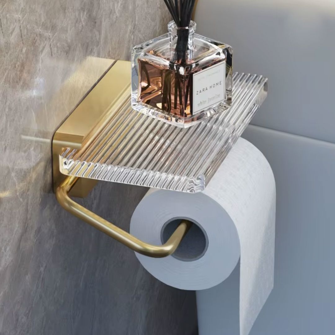 Porta Papel Higiênico de Parede com Prateleira Acrílica Lumière - Decors