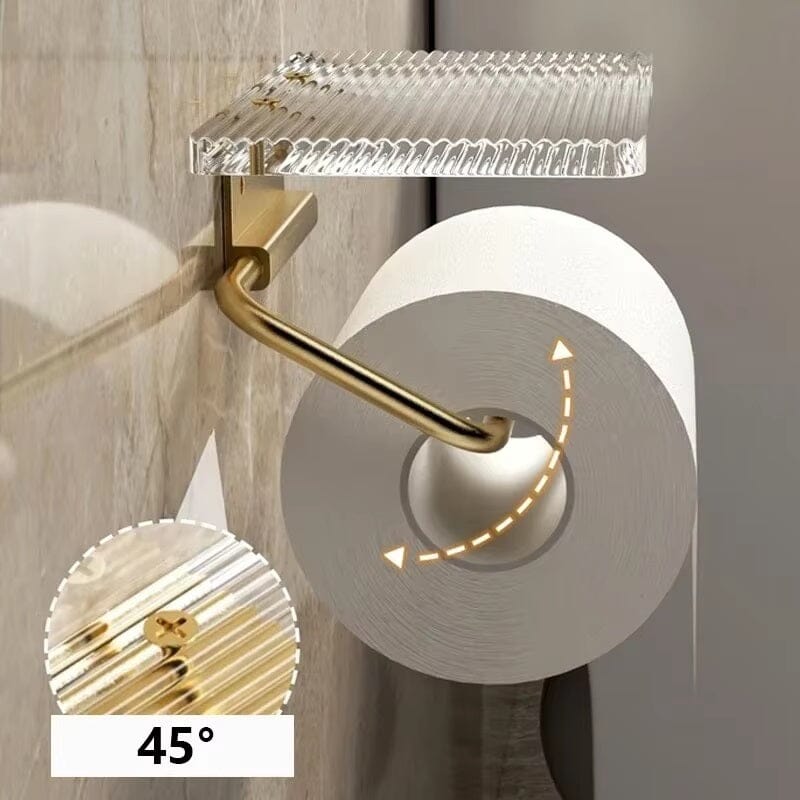 Porta Papel Higiênico de Parede com Prateleira Acrílica Lumière