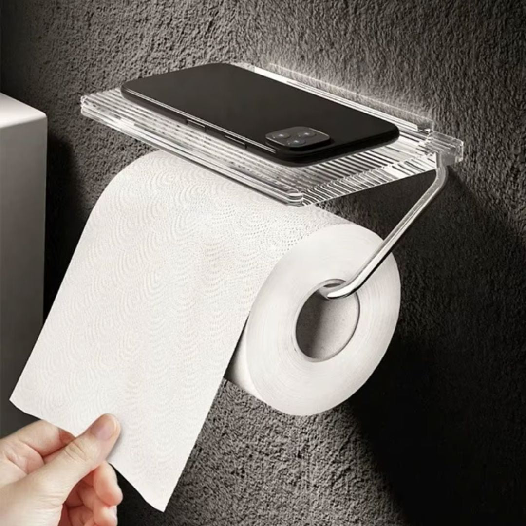 Porta Papel Higiênico de Parede com Prateleira Acrílica Lumière