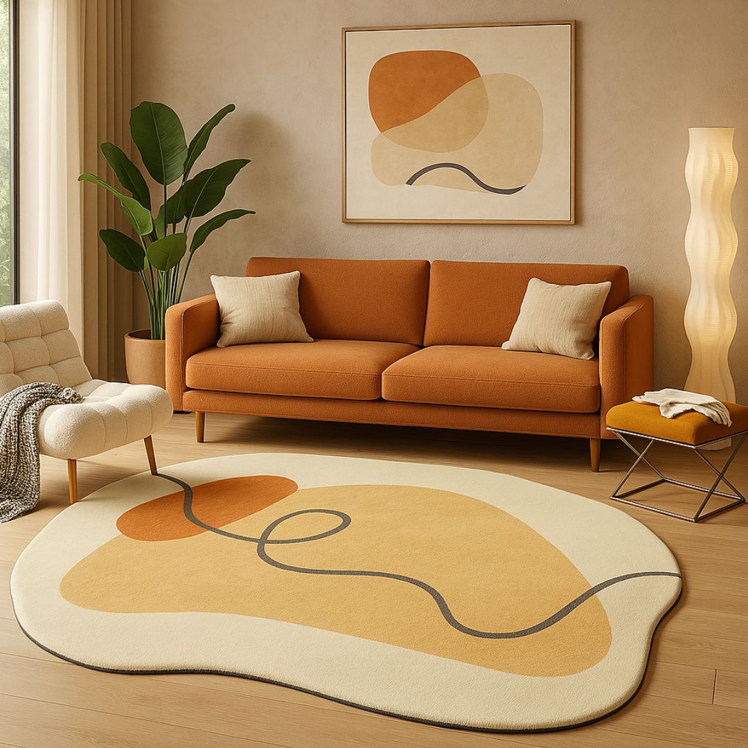 Tapete Decorativo Orgânico Abstrato Irregular para Sala - Laranja Mixture - Decors