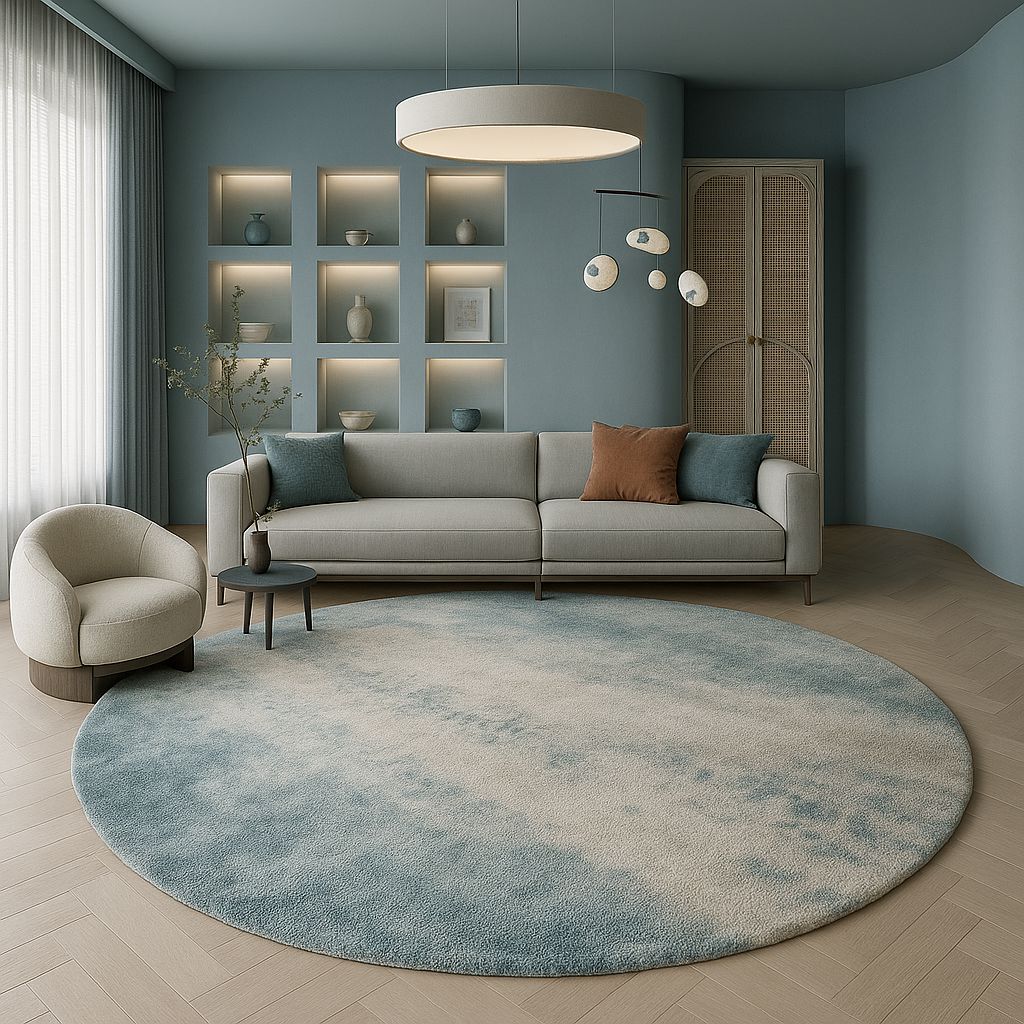 Tapete Decorativo Orgânico Redondo - Blue Stone - Decors