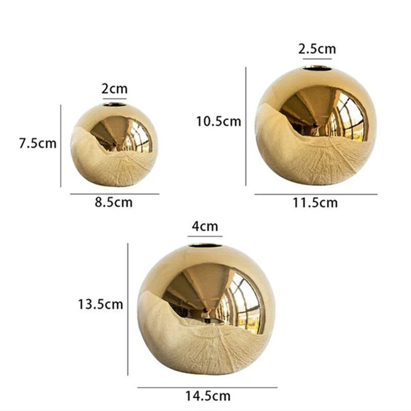 Vaso de Esfera Dourado em Cerâmica - Decors