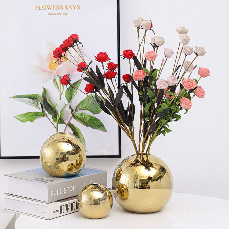 Vaso de Esfera Dourado em Cerâmica - Decors