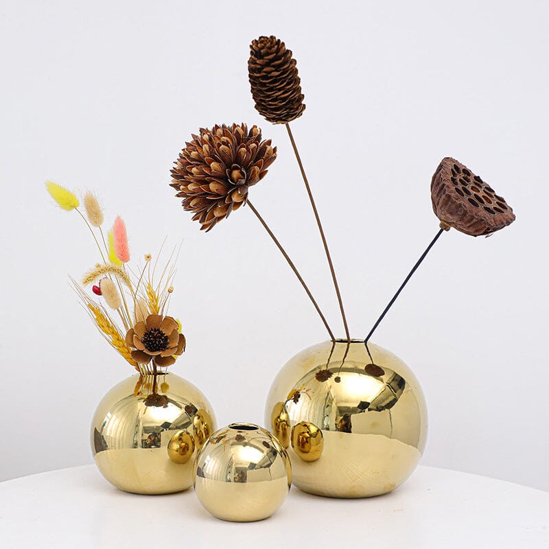 Vaso de Esfera Dourado em Cerâmica - Decors