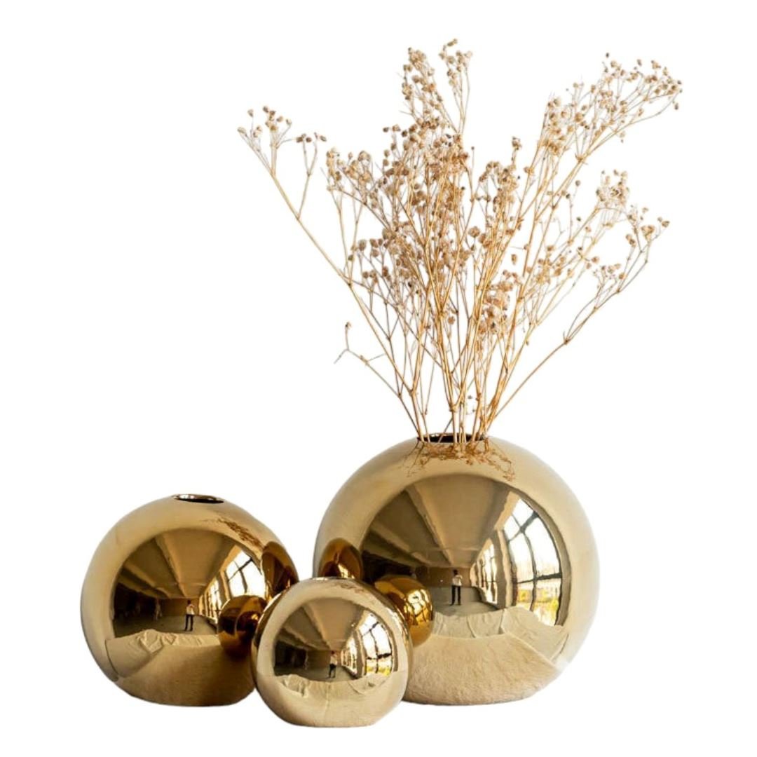 Vaso de Esfera Dourado em Cerâmica - Decors