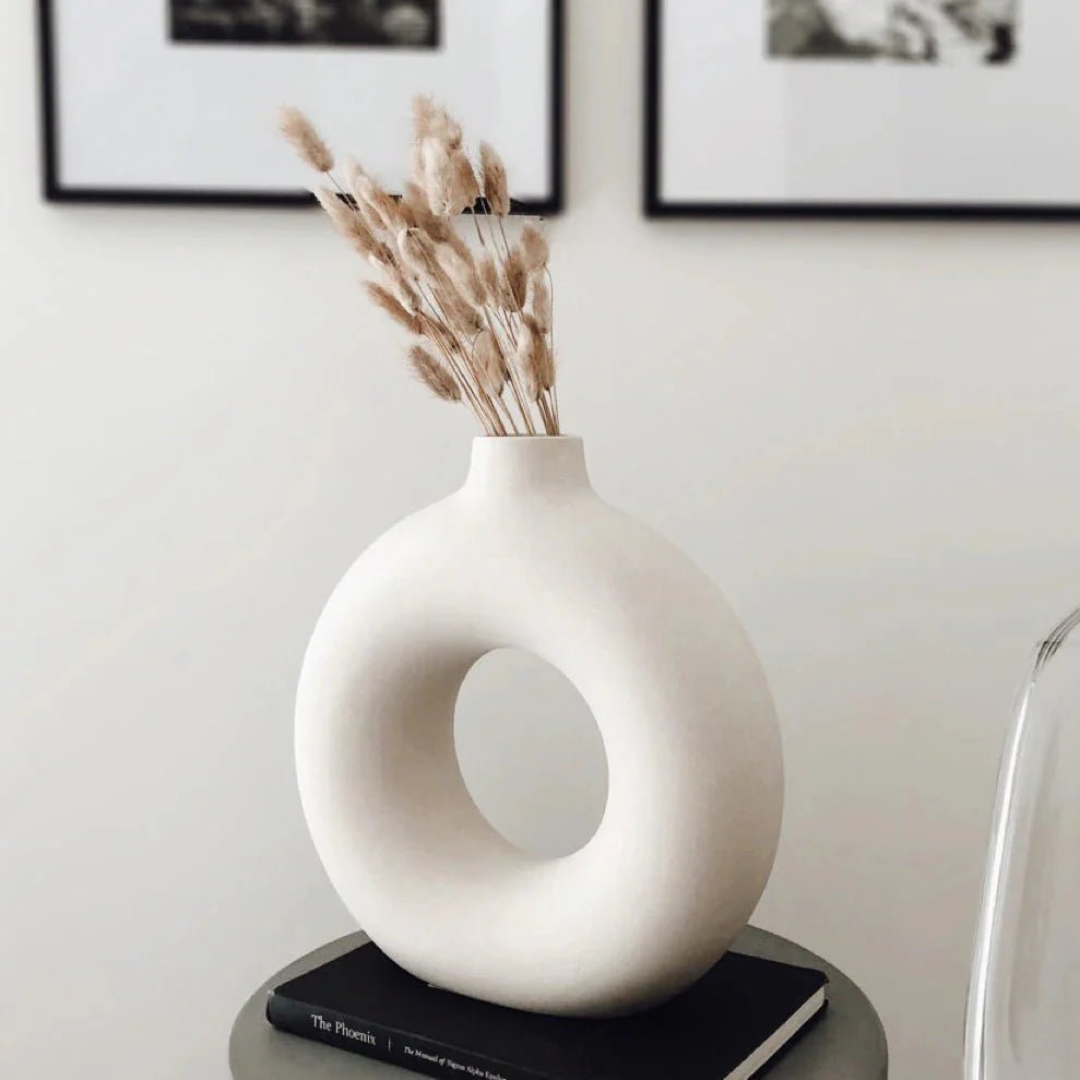 Vaso Decorativo Donut Nórdico Circular em Cerâmica - Decors