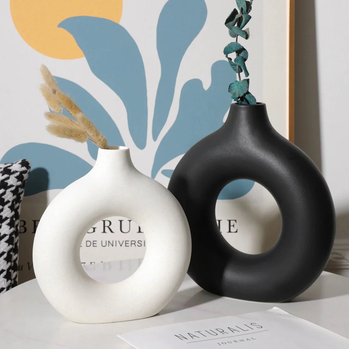 Vaso Decorativo Donut Nórdico Circular em Cerâmica - Decors