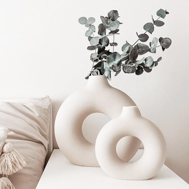 Vaso Decorativo Donut Nórdico Circular em Cerâmica - Decors