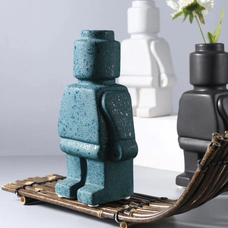 Vaso Decorativo Robô Nórdico em Cerâmica - Decors