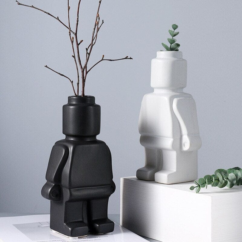 Vaso Decorativo Robô Nórdico em Cerâmica - Decors