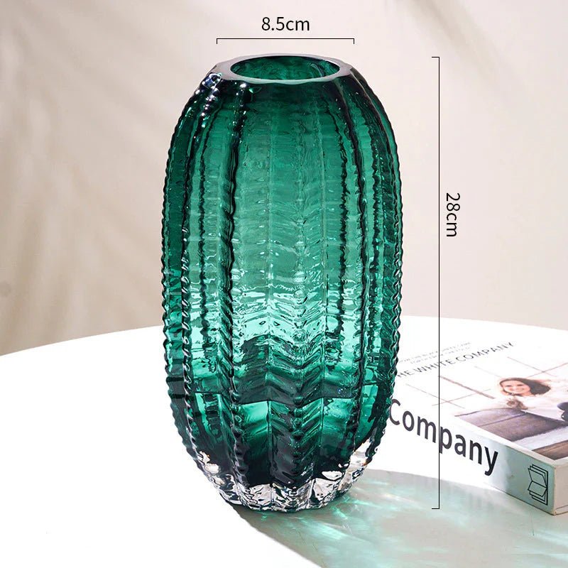 Vaso Luxuoso de Vidro Cactus Minimalista - Decors